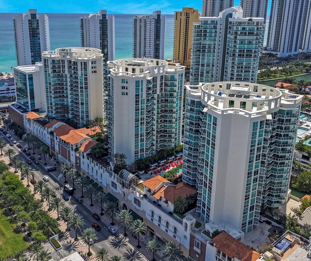 St. Tropez on the Bay towers on the water in Sunny Isles Beach